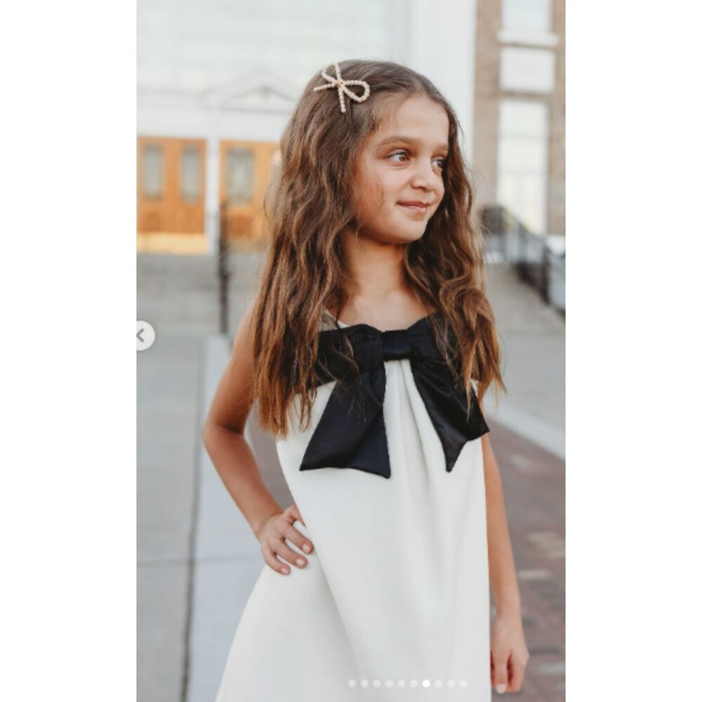 NWT ZARA GIRL DRESS WITH CONTRAST-COLORED TIE ECRU 6311/549/712